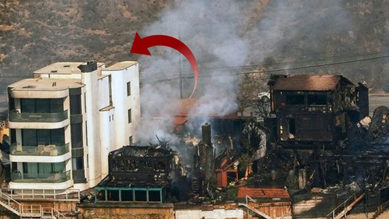 The apartments next to the mansion were left in ruins.