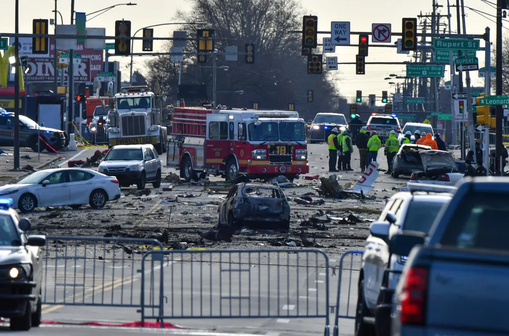 An investigation at the site of a medical jet crash in Northeast Philadelphia continues on February 1, 2025 | Source: Getty Images